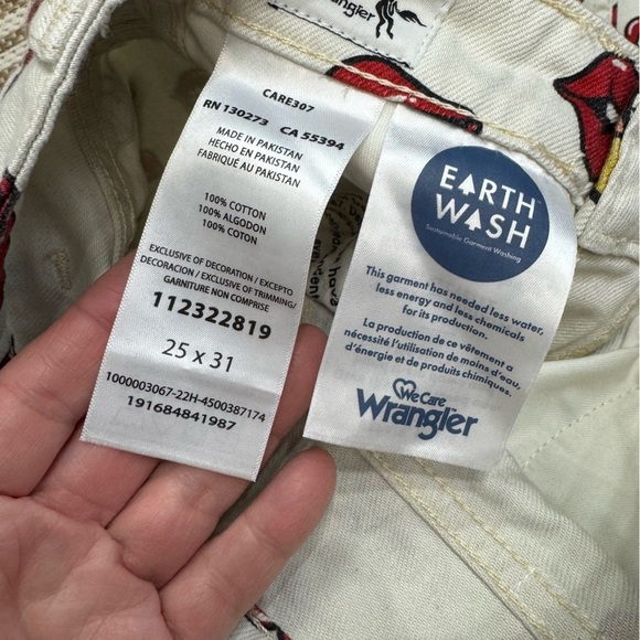 Wrangler Barrel 652 High Rise‎ Jeans Read My Lips Lip Print Cotton Size 25 x 31 - Picture 7 of 15